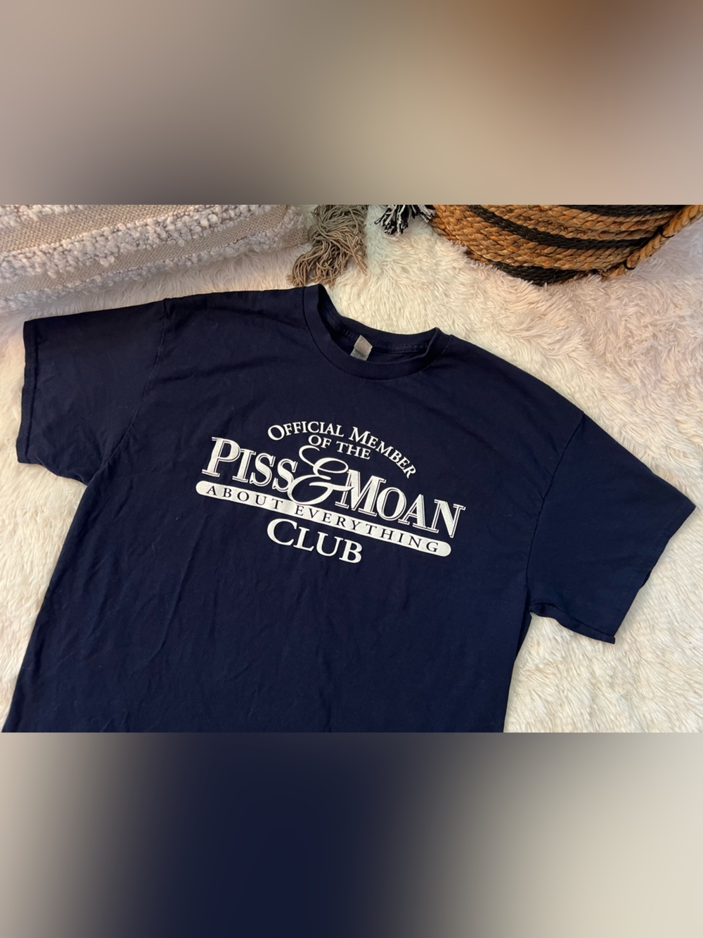 Gildan Navy Piss & Moan Club Graphic Tee